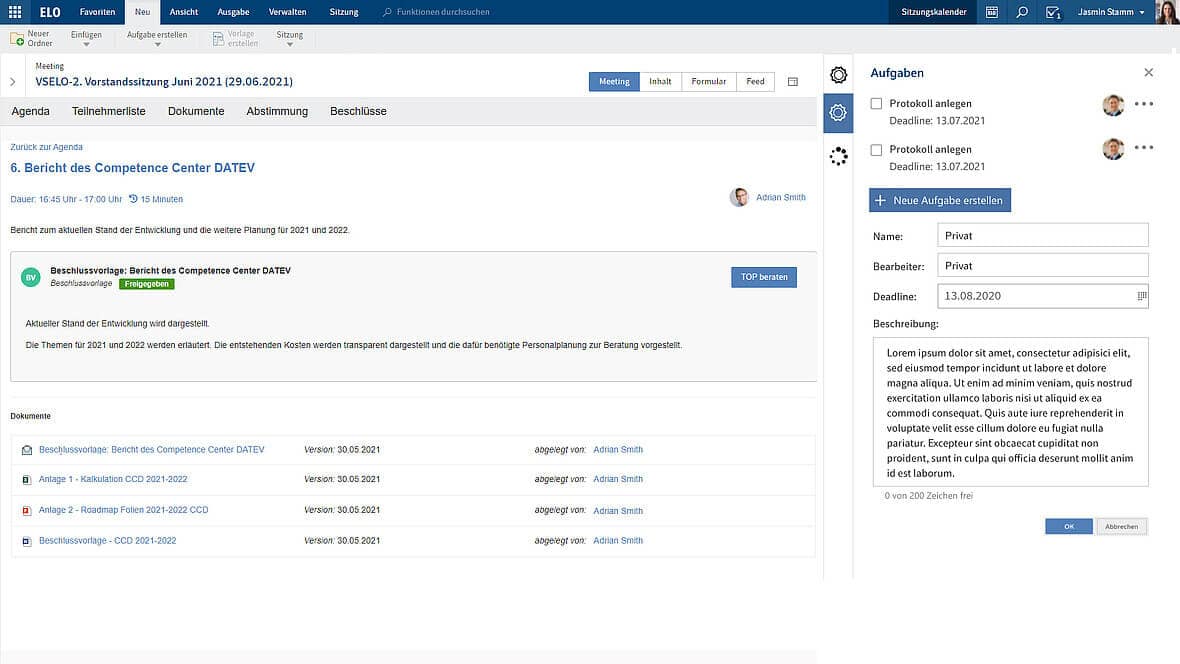 Zuständigkeiten und Aufgaben sind per Klick sofort verteilt.