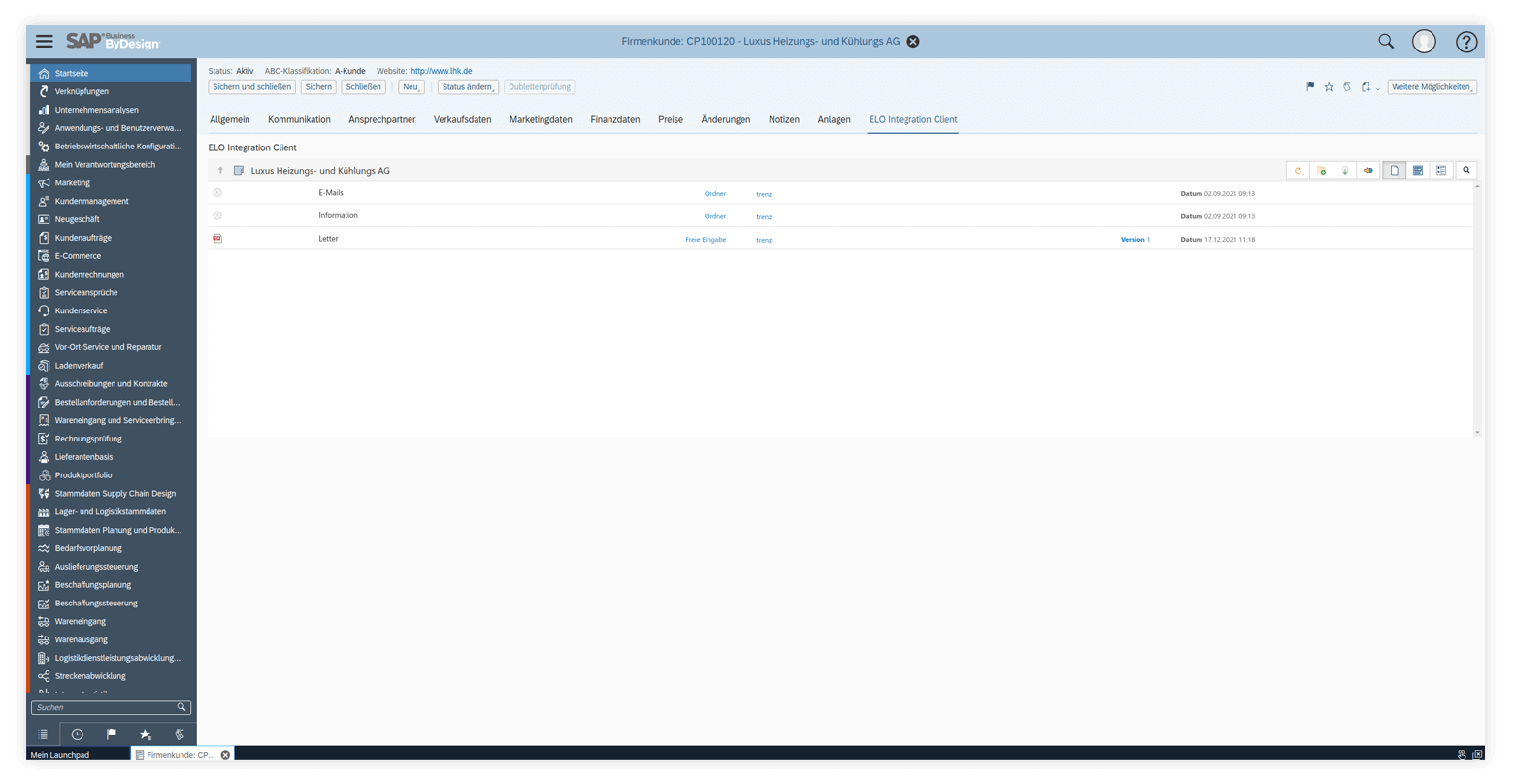 … und auf diese Weise wird ein Kundenstammsatz in SAP® Business ByDesign® dargestellt.